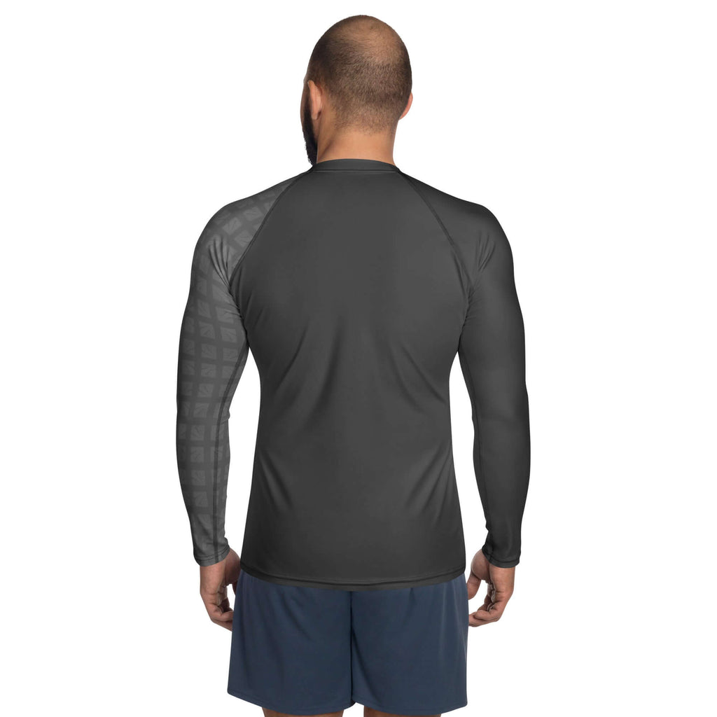 Men’s Rash Guard – Tide Force by AURUM STYLES with checkered sleeves and UPF 50+ sun protection