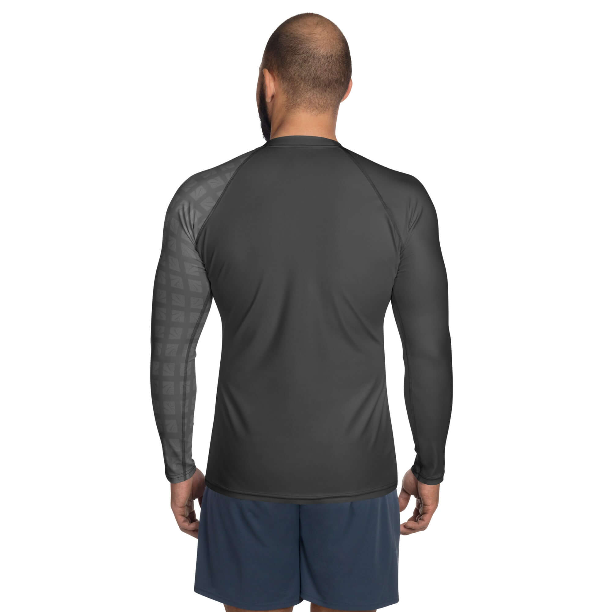 Men’s Rash Guard – Tide Force by AURUM STYLES with checkered sleeves and UPF 50+ sun protection