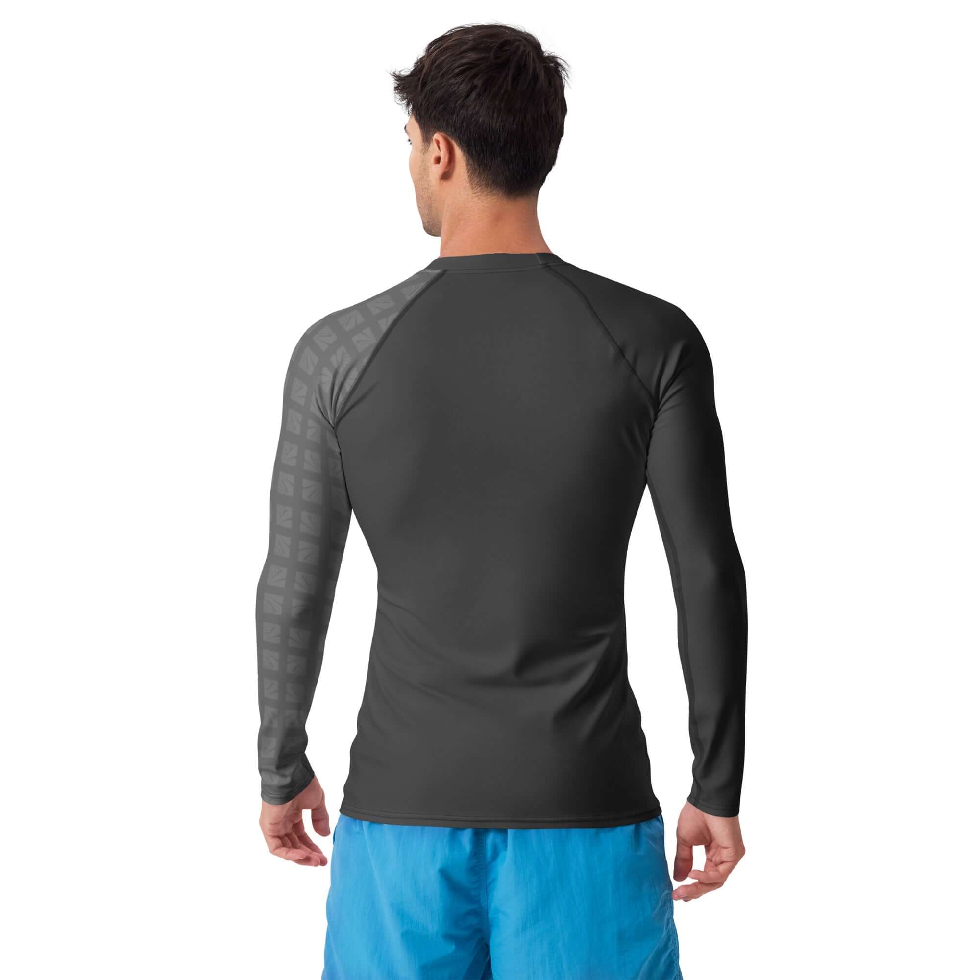 Men’s Rash Guard – Tide Force by AURUM STYLES with checkered sleeves and UPF 50+ sun protection