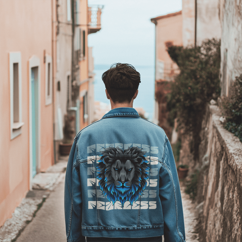 Fearless Lion Denim Jacket (Male) - AURUM STYLES™