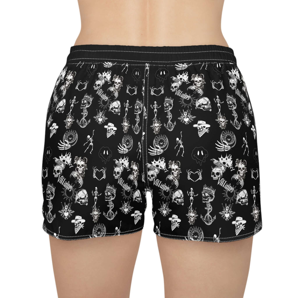 Women's Casual Skull Print Shorts, Comfortable Summer Beachwear, Trendy Workout Shorts, Unisex Sleep Shorts, Festival Outfits - AURUM STYLES™
