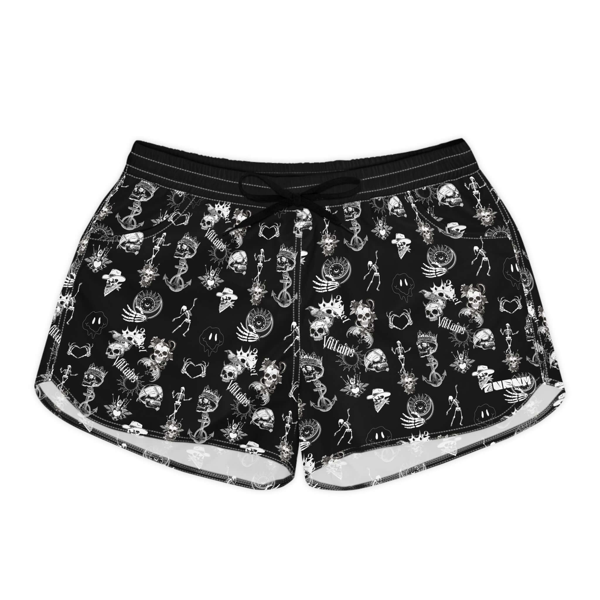 Women's Casual Skull Print Shorts, Comfortable Summer Beachwear, Trendy Workout Shorts, Unisex Sleep Shorts, Festival Outfits - AURUM STYLES™